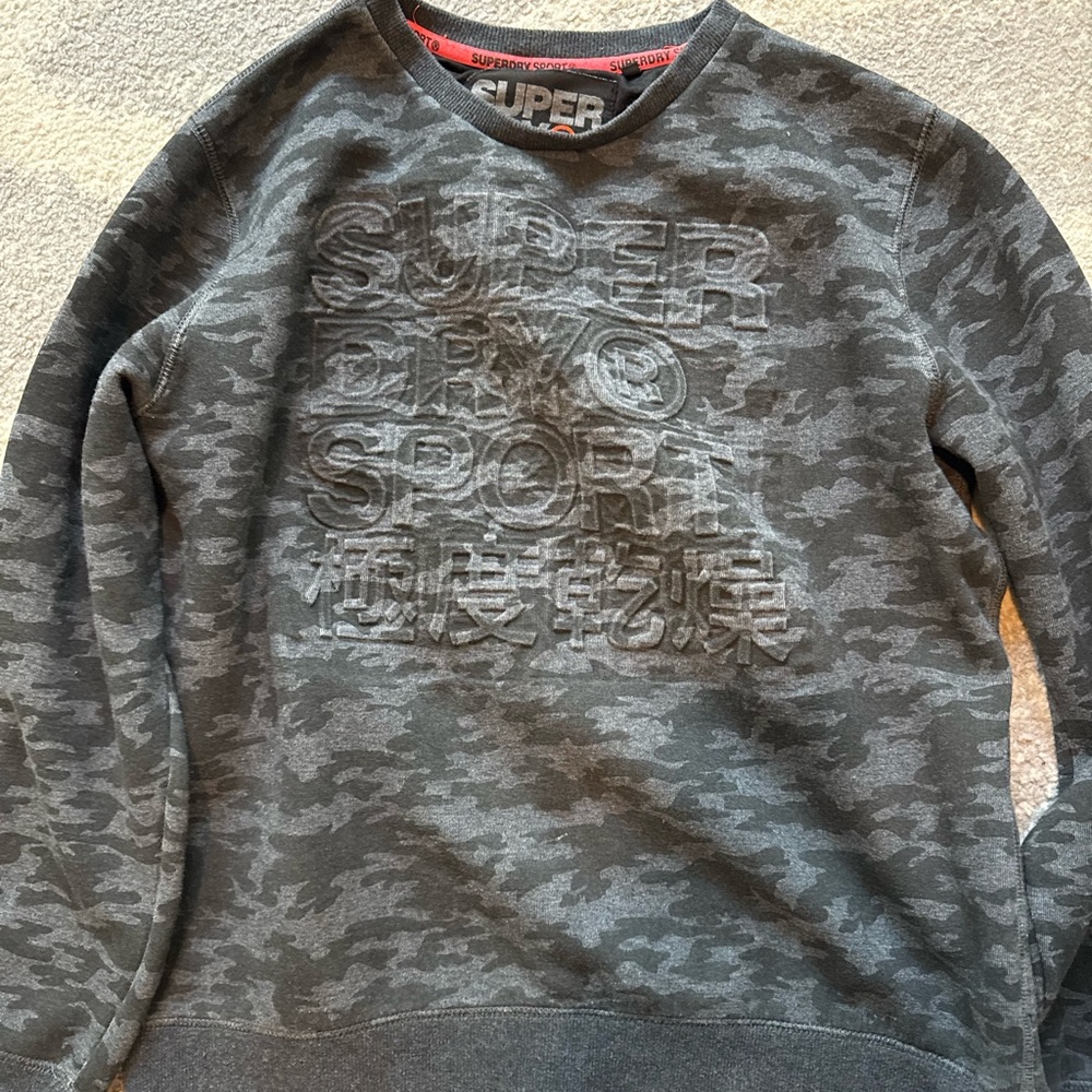 Superdry Gray Crewneck Sweater with Textured Design